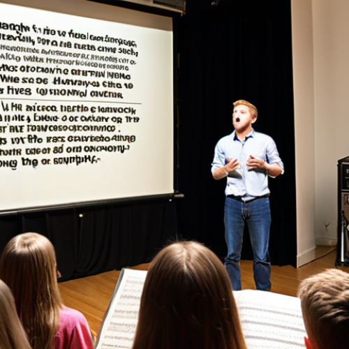 ** A music theorist passionately explaining complex musical concepts to students, using stories and real-life examples. Focus on capturing the engagement of the audience and the theorist's ability to simplify difficult ideas.

2.  **