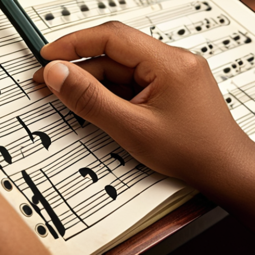 **Image Prompt:** A student diligently studying musical notation (स्वरলিপি) with a notebook and pencil, bathed in soft, natural light. Sheet music is visible, displaying notes and musical symbols. Focus on the expression of concentration and learning.