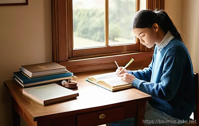 음악이론 시험장 긴장 극복 방법 - **Prompt 1: Serene Study Sanctuary**
"A young adult, appearing to be in their late teens, is sea...